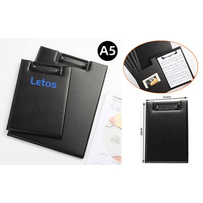 A5 PU Leather Padfolio Clipboard Folder Writing Pad Notepad Clip Boards